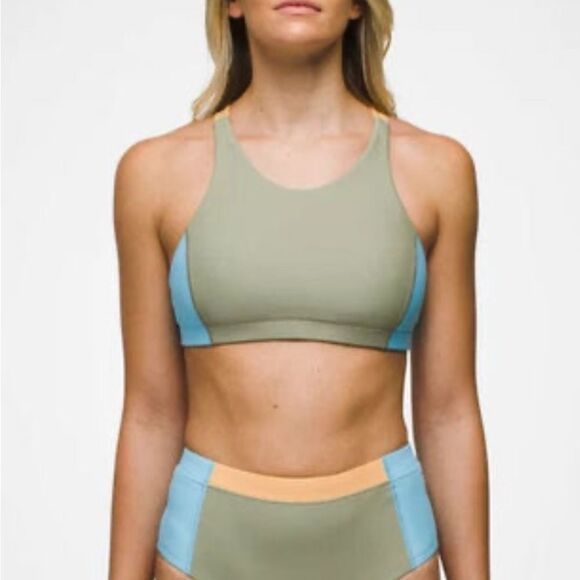014 prAna Baja Bound Swim Sweet Agave Color Block Top Size S - Picture 2 of 9